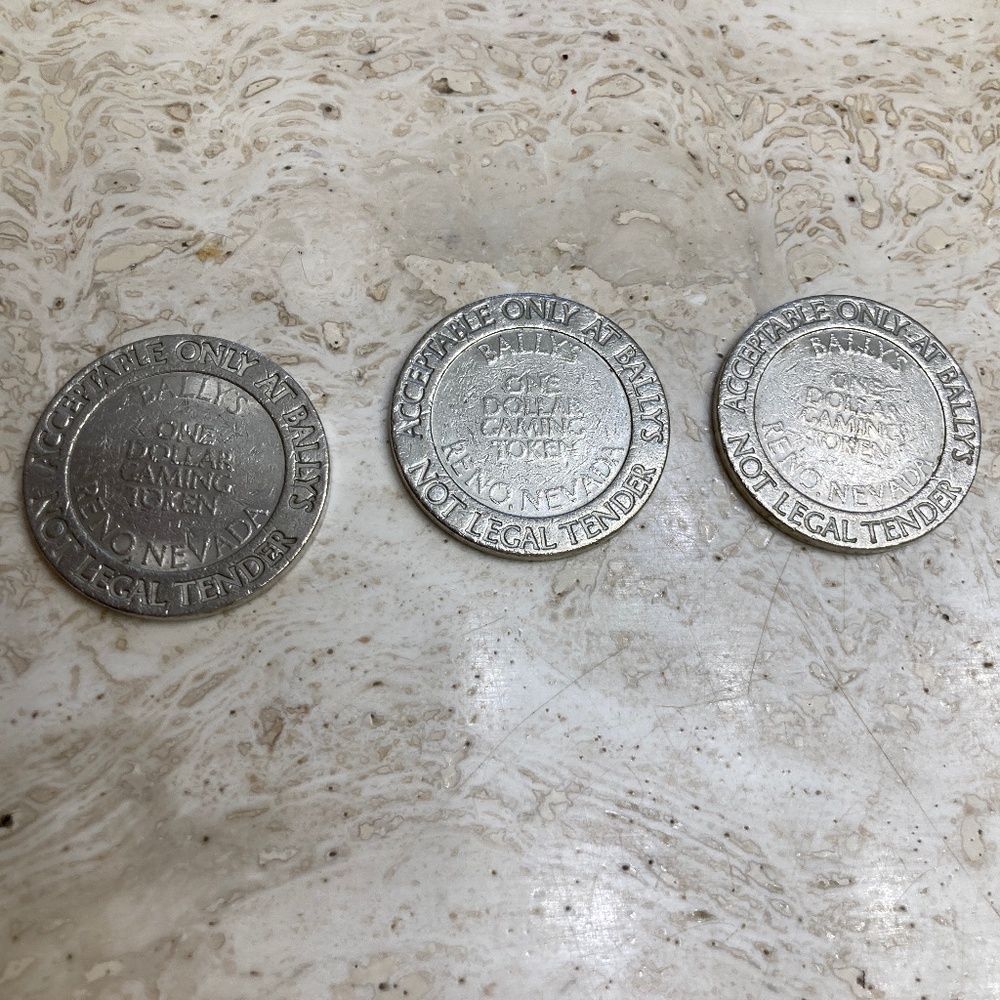Three Bally's Casino $1 Gaming Token Reno, Nevada